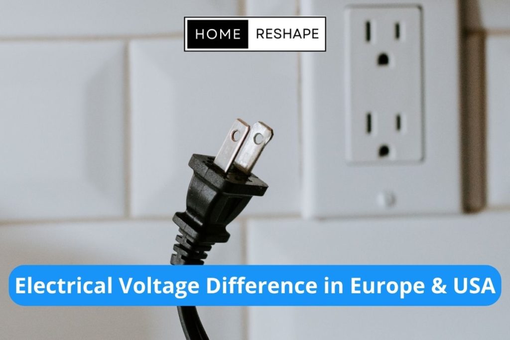 electrical voltage in the US and Europe. US Plug type.